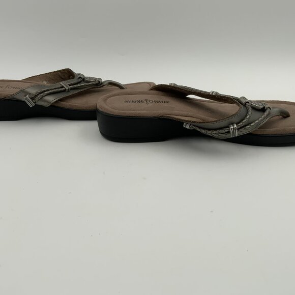 Minnetonka Silverthorne Pewter Sandals Leather WMs 8 - Picture 4 of 10